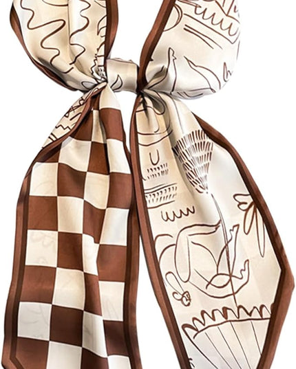 Head Scarf Purse Handle Neck Satin Hair Scarfs For Bag Lightweight Silky Long Thin Women's Fashion Scarves 59 * 5.9”