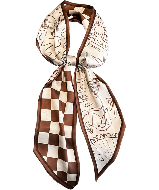 Head Scarf Purse Handle Neck Satin Hair Scarfs For Bag Lightweight Silky Long Thin Women's Fashion Scarves 59 * 5.9”