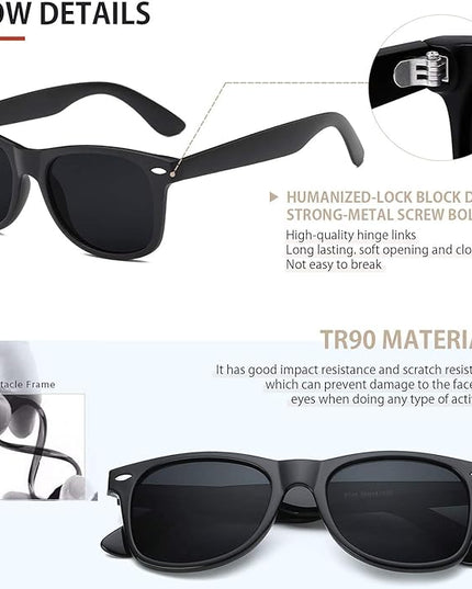 FEIDUSUN Sunglasses Men Polarized Sunglasses for Mens and Womens,Black Retro Sun Glasses Driving Fishing UV Protection