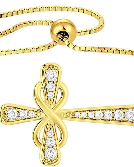 YL Cross Bracelet 925 Sterling Silver Infinity Sideways Link Bracelet Birthstone Jewelry for Women