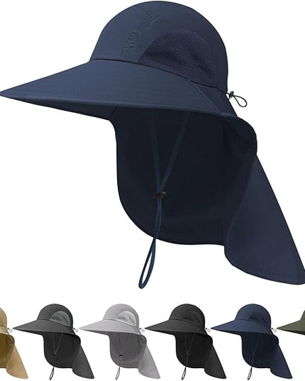 NPJY Sun Fishing Hats with Neck Flap for Men Women UV Sun Protection Bucket Hat
