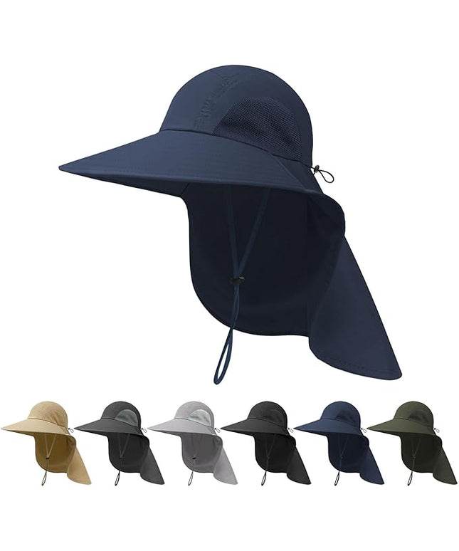 NPJY Sun Fishing Hats with Neck Flap for Men Women UV Sun Protection Bucket Hat