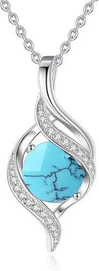 FANCIME Birthstone Necklace for Women Round Cubic Zirconia Necklace S925 Sterling Silver full Love Birthday Gifts for Mom Women