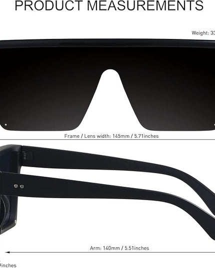 LYZOIT Square Oversized Sunglasses for Women Men Big Flat Top Fashion Shield Large UV Protection Rimless Shades