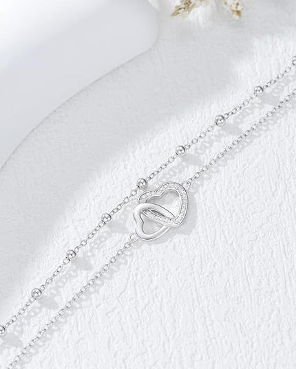 Dorunmo 925 Sterling Silver Infinity Heart Cross Circle Evil Eye Anklet Bracelets for Women Mother's Day Jewelry for Wife Girlfriend Mom Her