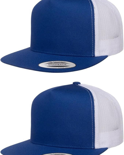 Yupoong 5-Panel YP Classic Trucker Cap | High Profile Flat Visor Snapback | OSFM | Bulk Packs Available