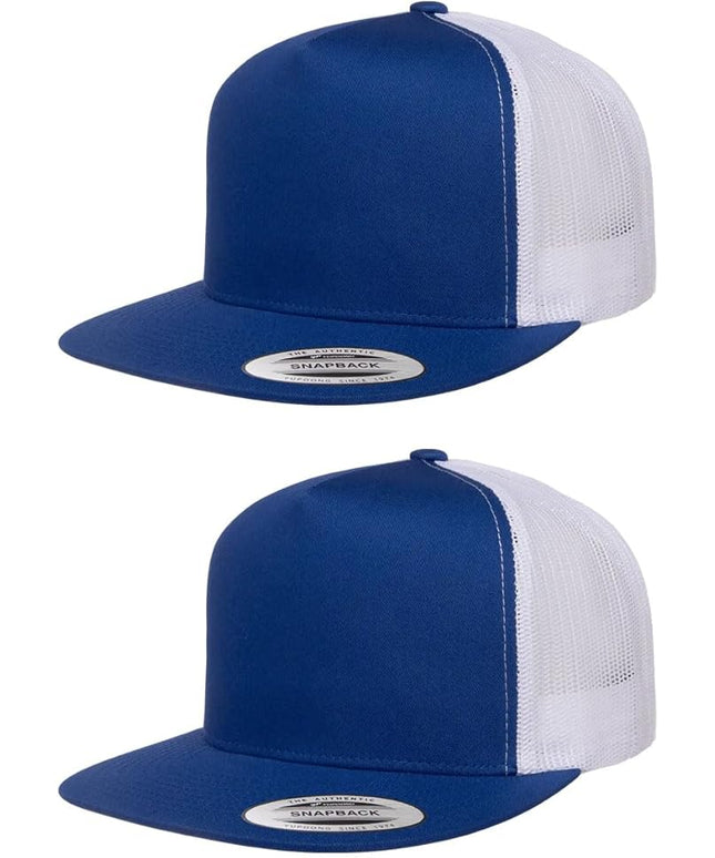 Yupoong 5-Panel YP Classic Trucker Cap | High Profile Flat Visor Snapback | OSFM | Bulk Packs Available