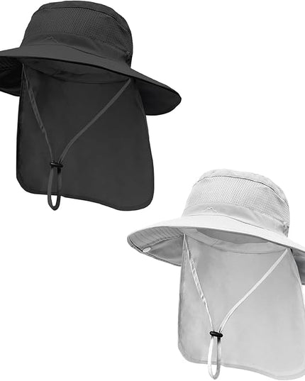ZOORON Sun Hats for Men Women Fishing Hat with Neck Flap,UPF 50+ Sun Hat Waterproof Wide Brim Bucket Hats for Safari Hiking