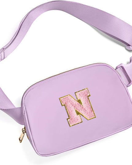 Gitus Initial Belt Bag Fanny Pack Crossbody Bag for Girls Birthday Gifts Age 8-10 Teen Girl Gifts Trend Stuff Personalized Letter Gifts for Daughter Sister (Lavender-N)