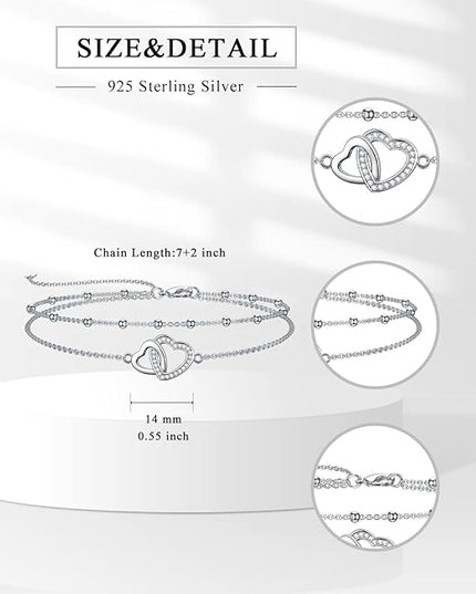 Dorunmo 925 Sterling Silver Infinity Heart Cross Circle Evil Eye Anklet Bracelets for Women Mother's Day Jewelry for Wife Girlfriend Mom Her