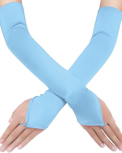 BABEYOND Long Opera Party 20s Satin Gloves Stretchy Adult Size Elbow Length