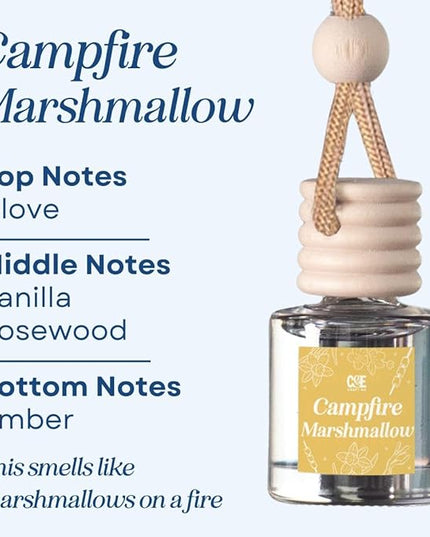 C&E Craft Co Hanging Car Air Freshener Diffuser 2 Pack, Long Lasting Fragrance Oil Car Freshener, Glass Bottle Auto Air Freshener, Made in USA (Campfire Marshmallow)