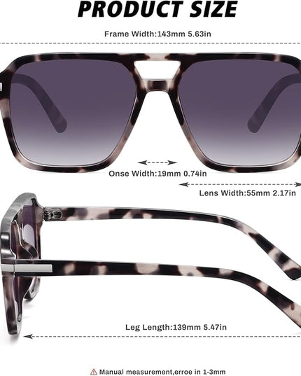 Retro Aviator Sunglasses for Women Men Trendy Classic Square 70s 80s 90s Vintage Shades Double Bridge Aviators FZN813