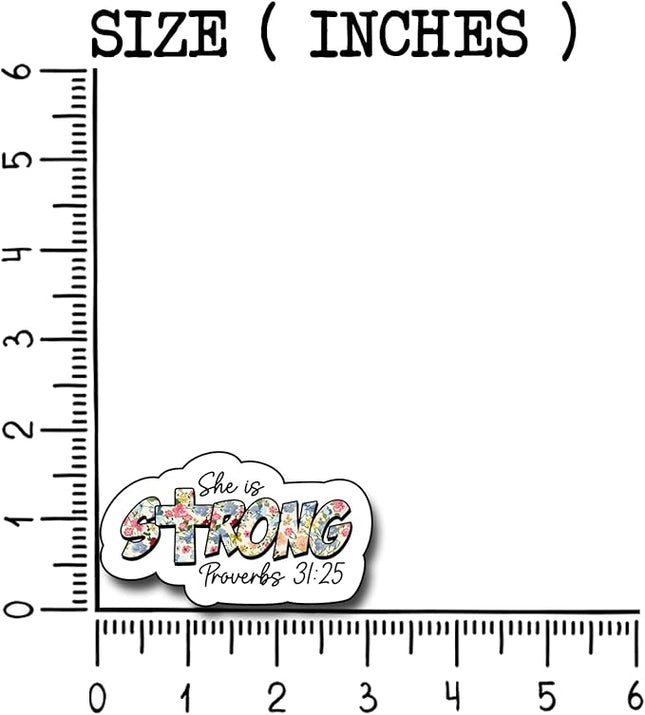 (3Pcs) She is Strong Sticker, Christian Gifts Decorate Books Laptop Phone, Water Bottles Kindles Stickers, Tumbler Sticker Waterproof Vinyl Decorate 3 x 2 Inch