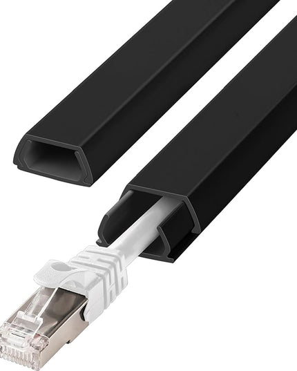 Wall Cable Hider Kit, 116in TV Wire Hider for Wall, Paintable Cord Hider Wall, Cord Organizer Hide 1-2 Cords Wall Mounted TV, Wire Cover for Wall, Cord Concealer 7XL16.5 W0.86 H0.43in, Black