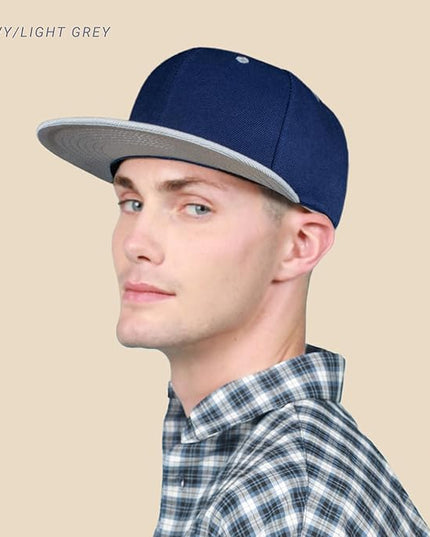 CHOK.LIDS Flat Bill Visor Classic Snapback Hat Blank Adjustable Brim High Top End Trendy Color Style Plain Tone Baseball Cap