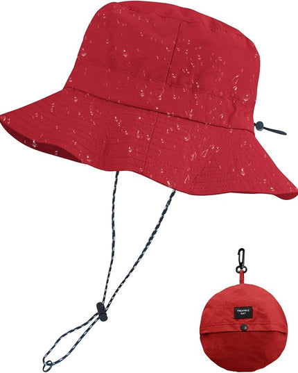 PFFY Quick Dry Waterproof Packable Bucket Hat for Women Men Outdoor Sun Hats with Detachable Chin Strap