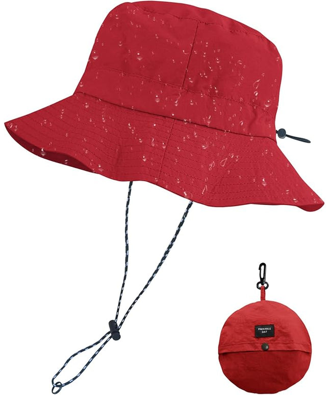 PFFY Quick Dry Waterproof Packable Bucket Hat for Women Men Outdoor Sun Hats with Detachable Chin Strap