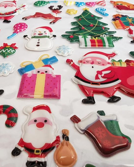 3D Christmas Puffy Stickers 4 Sheets 300+ Waterproof Santa Snowman Tree Themed Stickers for Xmas Crafts, Scrapbooking, Gifts, Party Decor for age13+