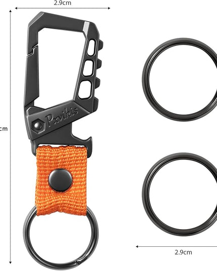 Metal heavy duty key chain carabiner clip bottle opener wrist lanyard ring car key fob unisex for men and women