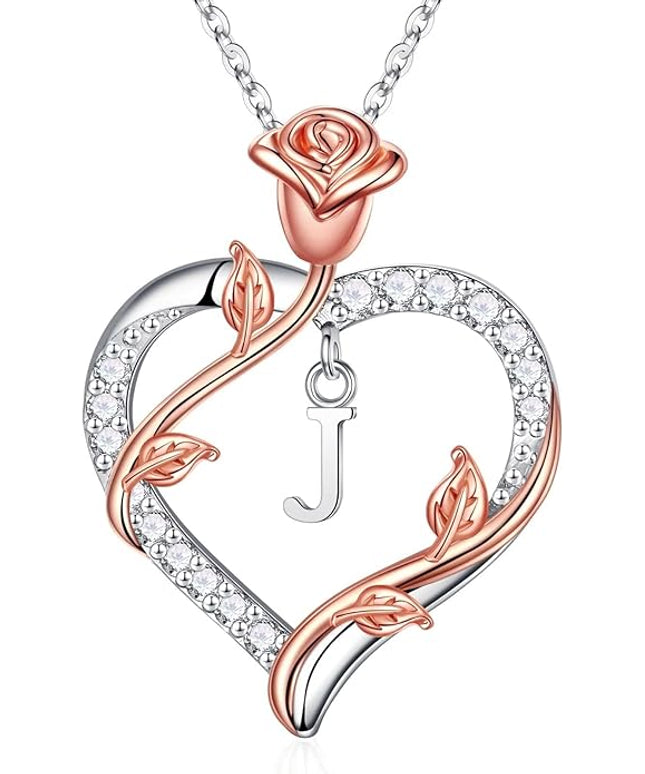 Iefil Christmas Gifts for Women Wife - 925 Sterling Silver Heart Initial Necklace, Anniversary Birthday Gifts for Women, Jewelry Gift for Wife Girlfriend Mom