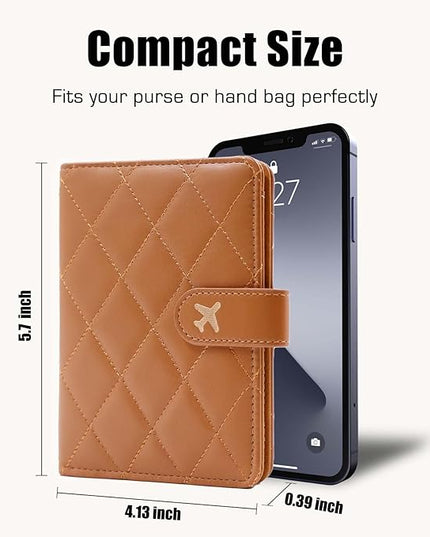 Melsbrinna Premium Leather Passport Holder Covers Case, Waterproof Rfid Blocking Travel Wallet Passport Holder with Pen Holder, Cute Passport Book for Women/Men