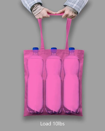 TOPDesign 12-Pack Economical 16"x15" Pink Cotton Tote Bag, Lightweight Medium Reusable Grocery Shopping Cloth Bags, Suitable for DIY, Advertising, Promotion, Gift, Activity