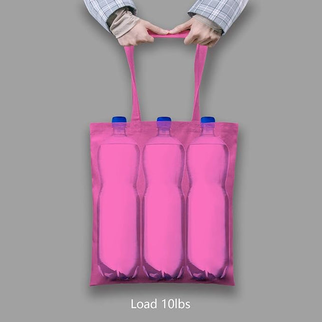 TOPDesign 12-Pack Economical 16"x15" Pink Cotton Tote Bag, Lightweight Medium Reusable Grocery Shopping Cloth Bags, Suitable for DIY, Advertising, Promotion, Gift, Activity