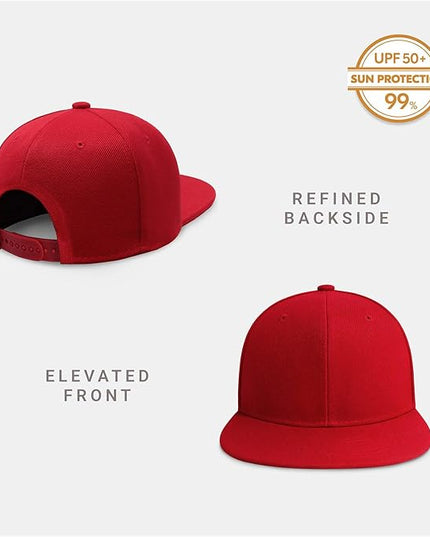 CHOK.LIDS Flat Bill Visor Classic Snapback Hat Blank Adjustable Brim High Top End Trendy Color Style Plain Tone Baseball Cap