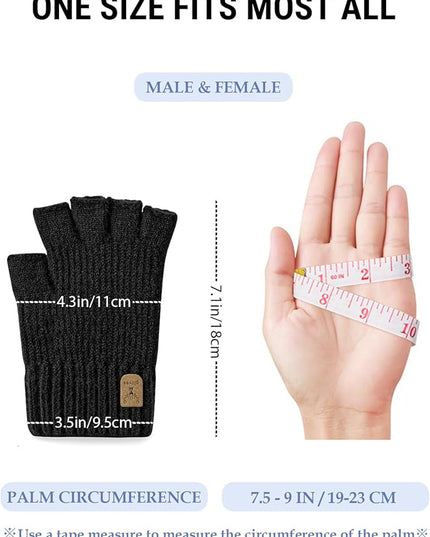 Fingerless Gloves Half Finger Winter Warm Knitted Gloves Working Running Biking Driving for Men and Women