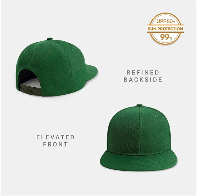 CHOK.LIDS Flat Bill Visor Classic Snapback Hat Blank Adjustable Brim High Top End Trendy Color Style Plain Tone Baseball Cap