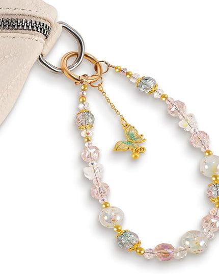 Phone Charm for Women, Anti-Theft Phone Wrist Strap Hands-Free & Beaded Chain,Tether Tab