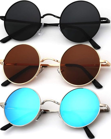 KALIYADI Round Polarized Sunglasses for Men Women Retro Metal Hippie Circle Style Sun Glasses UV Protection