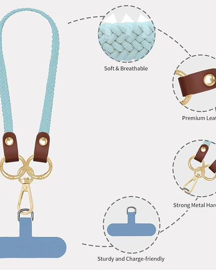 Stretchy Phone Lanyard Tether, 2 Pack Phone Leash Anti-theft Phone Strap for Anti-drop Outdoor Hiking Cycling Climbing Universal for Most Cell Phones, Sky Blue