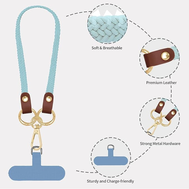 Stretchy Phone Lanyard Tether, 2 Pack Phone Leash Anti-theft Phone Strap for Anti-drop Outdoor Hiking Cycling Climbing Universal for Most Cell Phones, Sky Blue