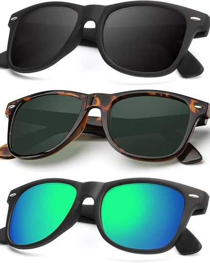 KALIYADI Polarized Sunglasses for Men and Women Matte Finish Sun glasses Color Mirror Lens UV Blocking (3 Pack)