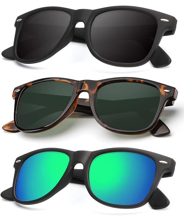 KALIYADI Polarized Sunglasses for Men and Women Matte Finish Sun glasses Color Mirror Lens UV Blocking (3 Pack)