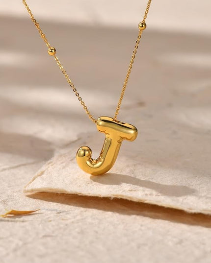 LUCA SMITH Initial Necklaces for Women, Dainty Balloon Bubble Letter, Name Letter Alphabet Pendant Layered Choker Chain Jewelry Gift