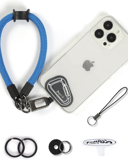 project-cb Hand Wrist Phone Strap,Phone Lanyard Patch ×2,Cell Phone Case Holder,Wristlet Strap for Key,AirPods,Camera (Blue, 12inch)