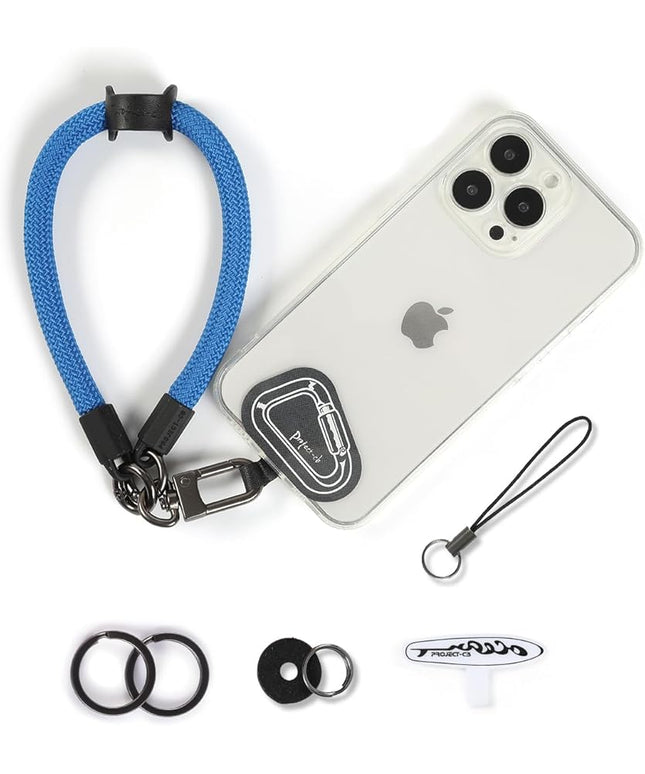 project-cb Hand Wrist Phone Strap,Phone Lanyard Patch ×2,Cell Phone Case Holder,Wristlet Strap for Key,AirPods,Camera (Blue, 15.7inch)