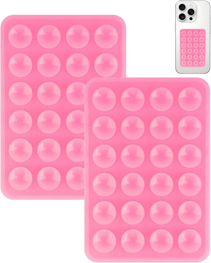 2 Pack Silicone Suction Phone Case Mount, Silicon Adhesive Smartphones Stand Sticky, Non Slip Suction Cup, Hands-Free Phone Accessories Holder for Selfies and Videos Pink