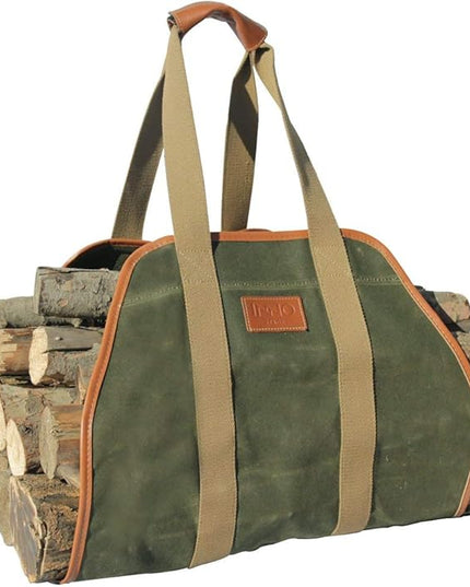 INNO STAGE Firewood Carrier Firewood Bag Heavy Duty Waxed Canvas Log Carrier Tote for Firewood, Large Fire Wood Sling Carrier with Handles for Easy Transport Carrying and Wood Stove Accessories