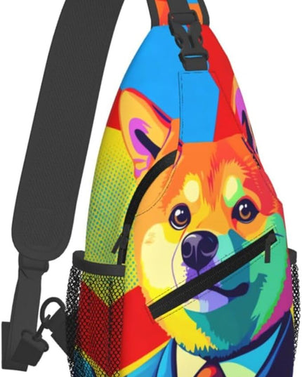 Animal Face Sling Bag Crossbody Bags Chest Bag Backpack for Travel Running and Hiking for Men Women Colorful Dog 2
