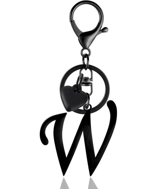 A-Z Heart Initial Letter Keychain, Stainless Steel Alphabet Charm for Handbags, Gift for Women and Girls