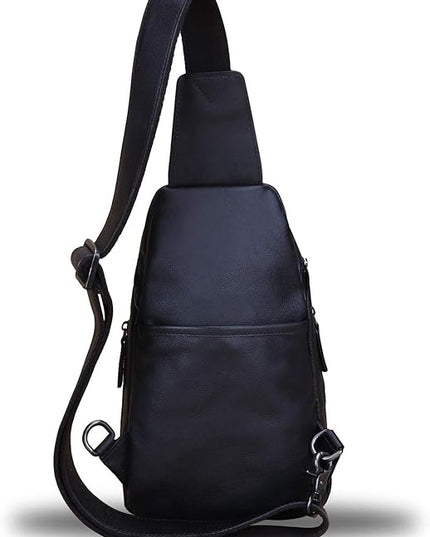LRTO Genuine Leather Silng Bag for Women and Men Vintage Real Leather Sling Backpack Shoulder Crossbody Bag Chest Purse