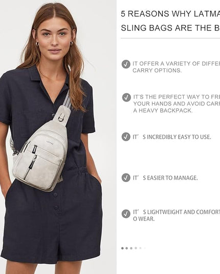 7L Sling Bag For Women Men Backpack Fanny Pack Crossbody Chest Travel Shoulder Belt Bags Purse Handbag PU Leather