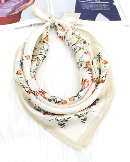 ANDANTINO 100% Real Mulberry Silk Scarf -21'' x 21''- Lightweight Neckerchief –Women Men Small Square Digital Printed Scarves
