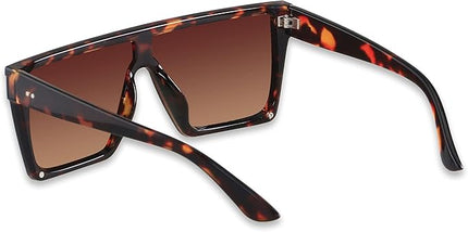 LYZOIT Square Oversized Sunglasses for Women Men Big Flat Top Fashion Shield Large UV Protection Rimless Shades