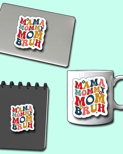 (3Pcs) Mama Mommy MOM Bruh Sticker, Sticker Gifts MOM Decorate Books, Laptops, Water Bottles Kindles Stickers, Phones Tumbler Waterproof Vinyl 3" Inch