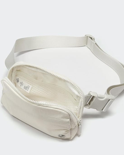 Pander Two Way Zipper Fanny Pack Nylon Everywhere Belt Bag for Women, Water Repellent Waist Packs, Crossbody Bags with Adjustable Strap (White Opal).